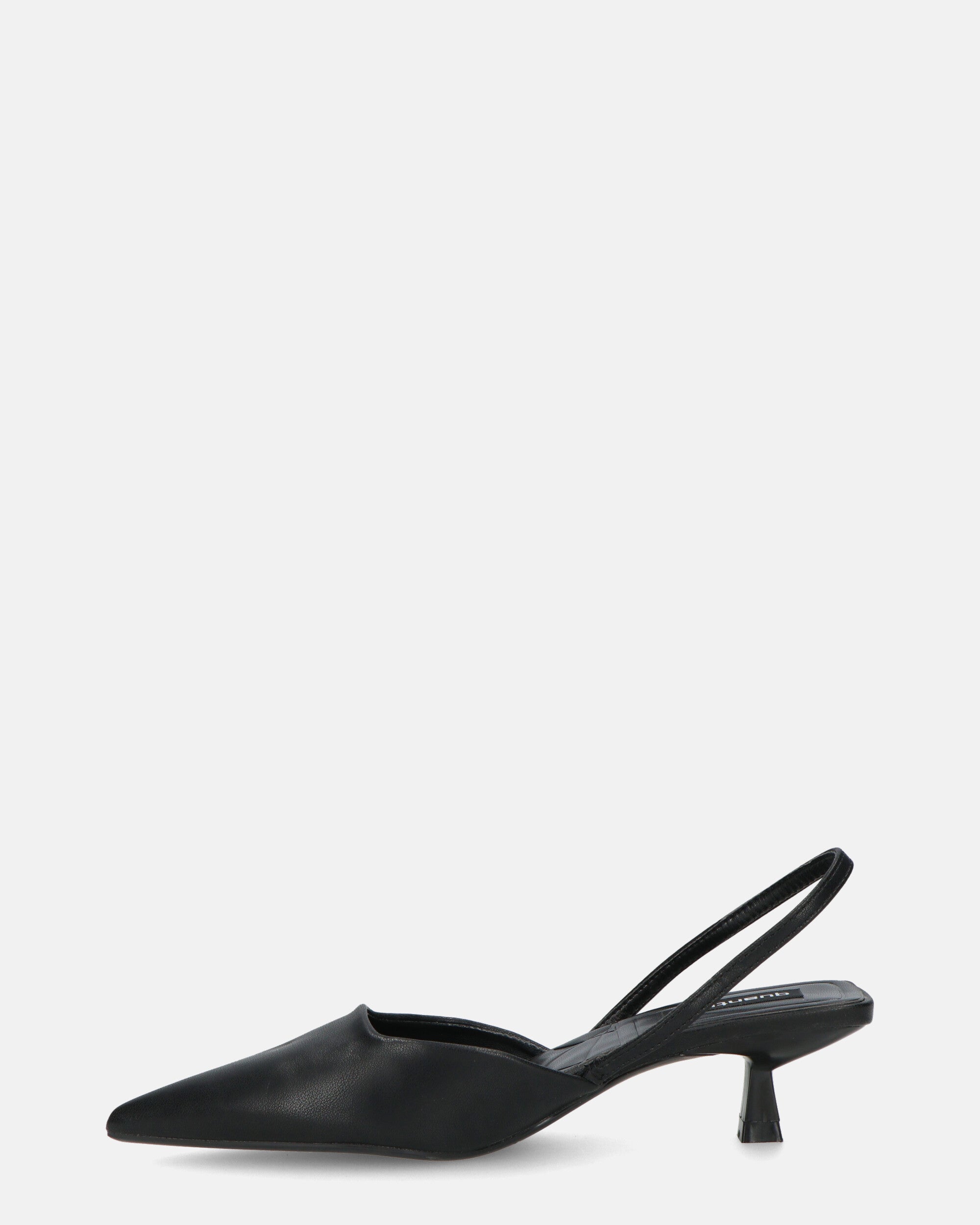NIEVES - scarpe nere slingback con tacco kitten