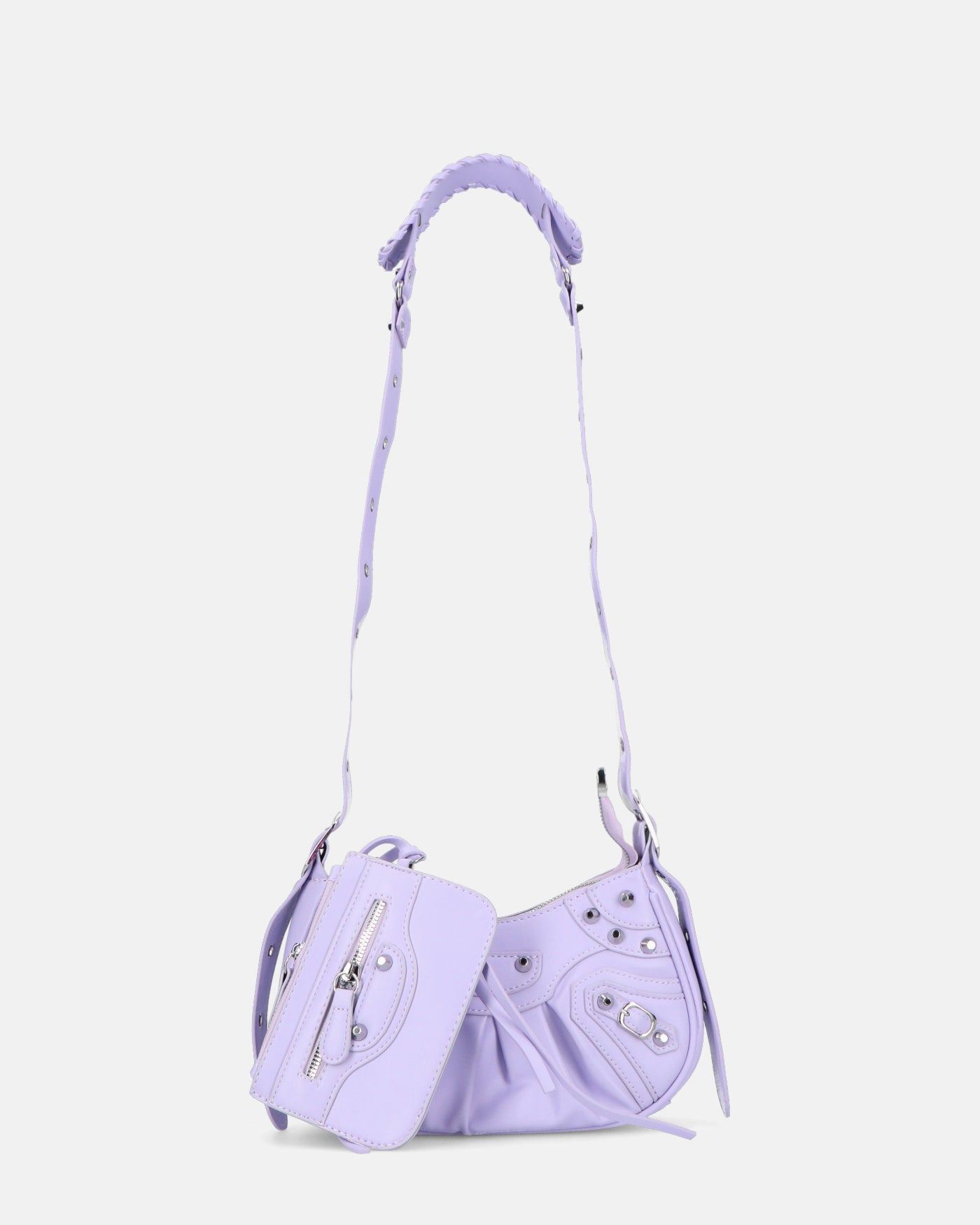 NIKKIE - borsetta violetta con chiusura zip, tracolla e borsellino removibili