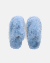 NOARA - pantofole in pelliccia blu chiuse in punta