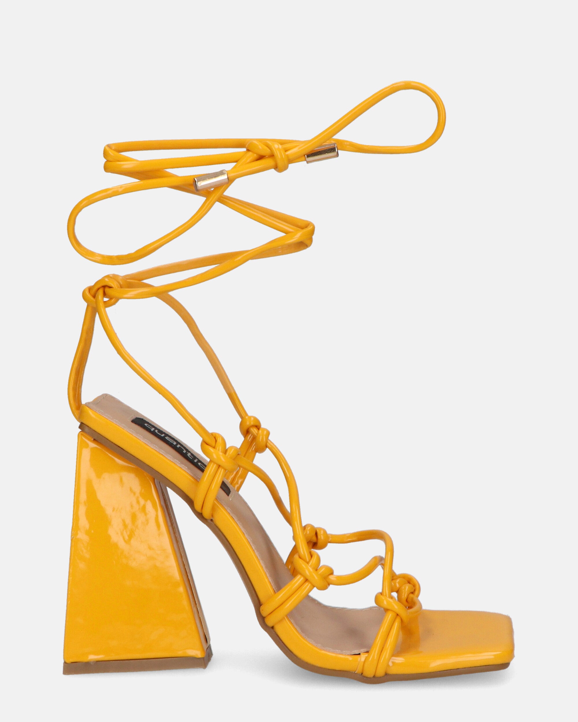 NURAY - sandali con tacco alto in glassy arancione con lacci