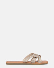 NURY - sandali bassi con strisce beige e gemme