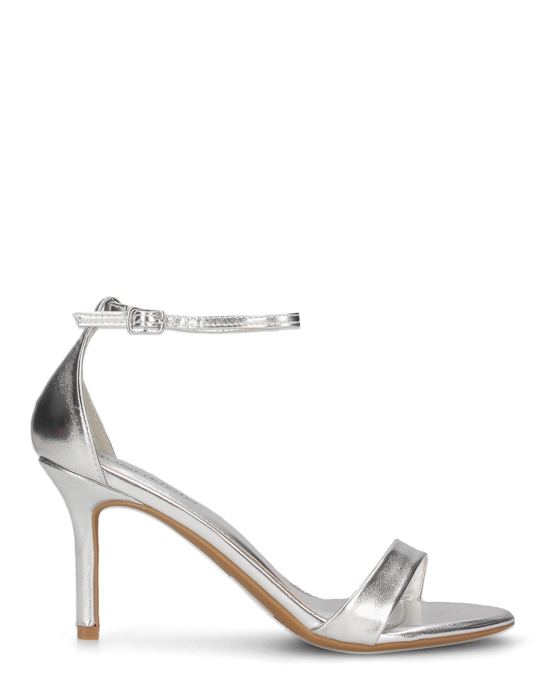 ELIN - sandali con tacco a spillo in ecopelle argentato con cinturino