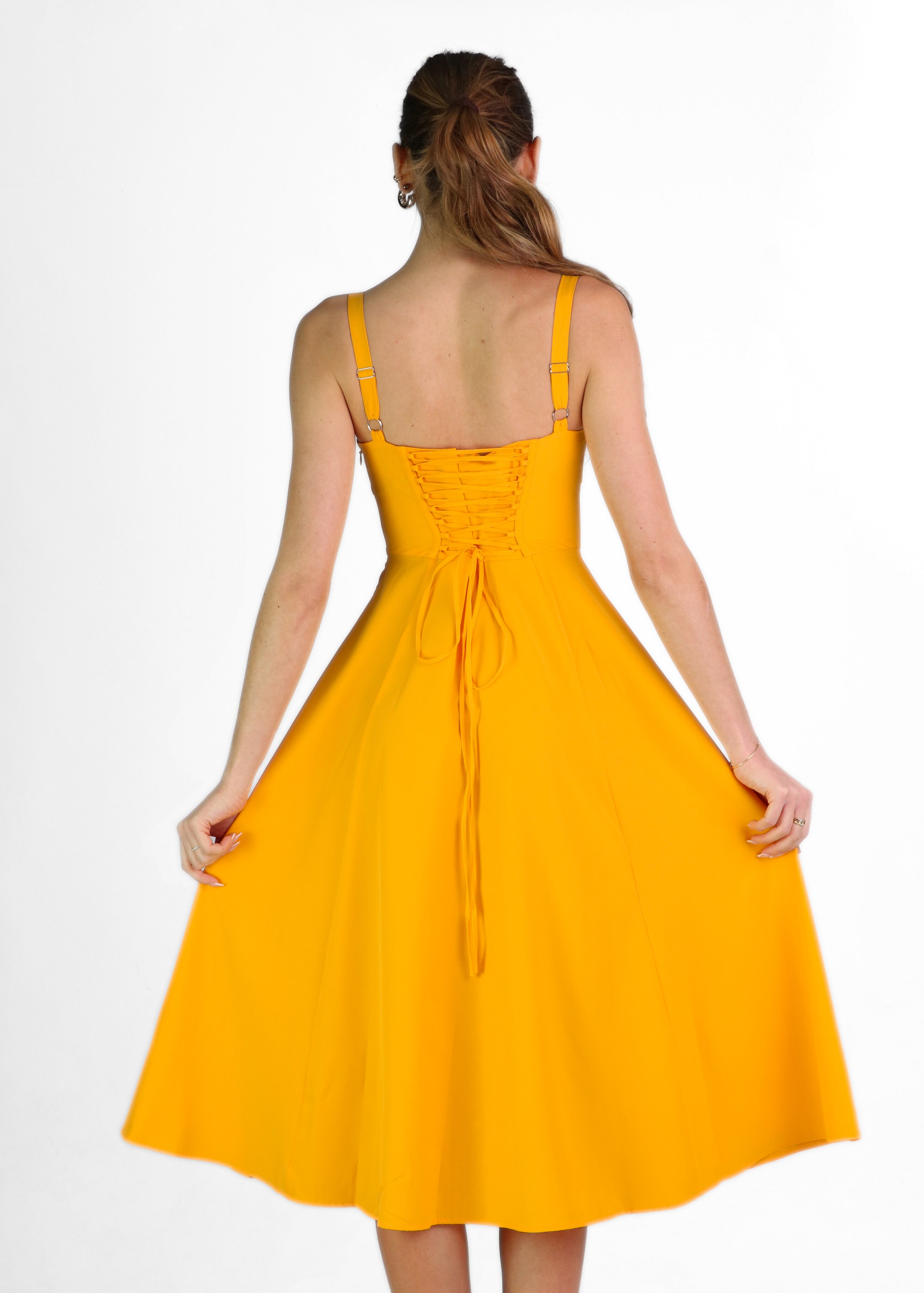 ORNELLA - vestito midi ampio in arancione chiaro