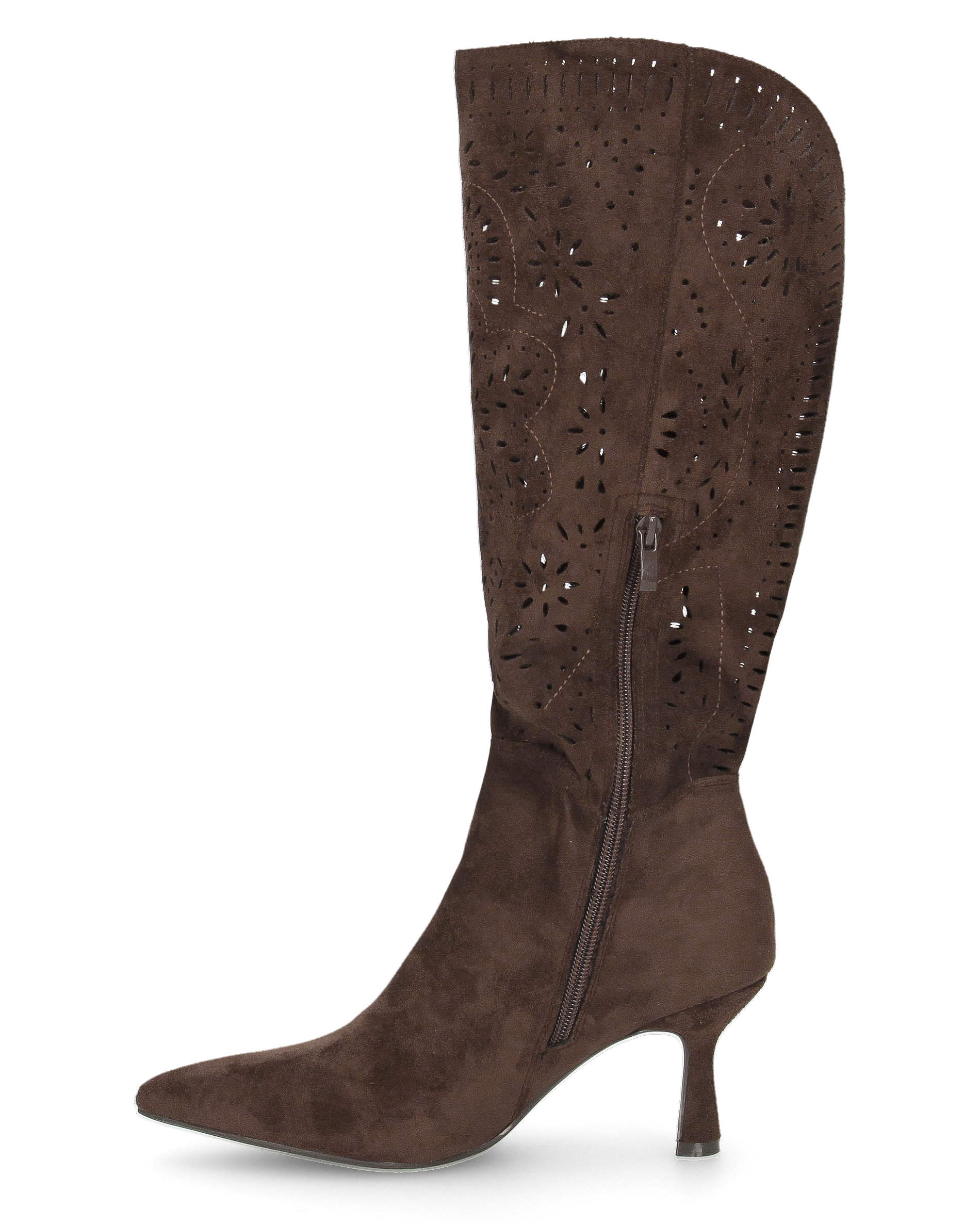 ORTHE - stivali marroni sotto al ginocchio traforati con borchie dorate