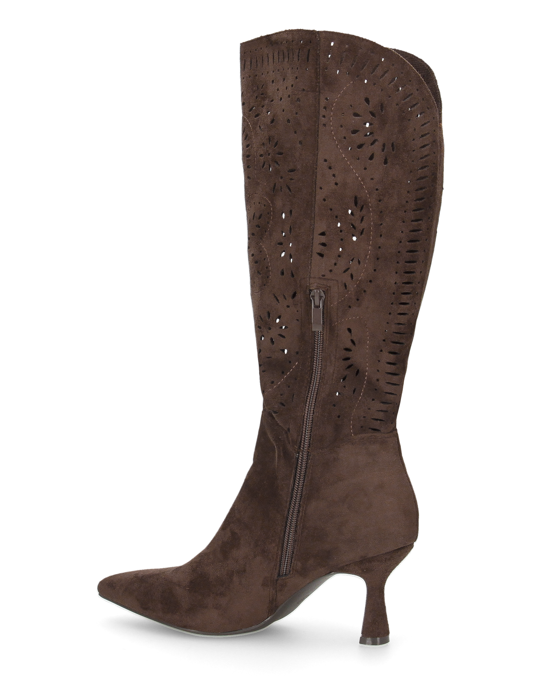 ORTHE - stivali marroni sotto al ginocchio traforati con borchie dorate