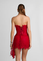 PASSION - vestito corto con corpetto in pizzo rosso