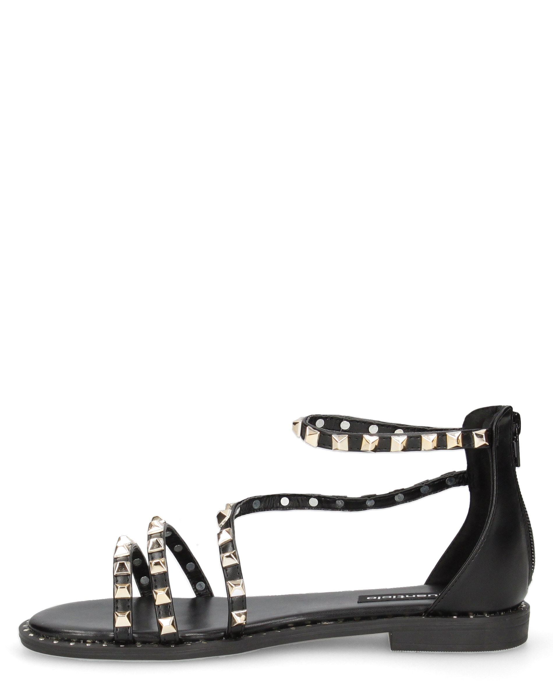 PERCY - sandali flat neri con borchie metalliche