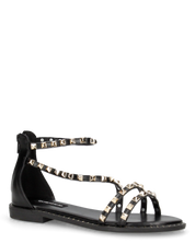 PERCY - sandali flat neri con borchie metalliche