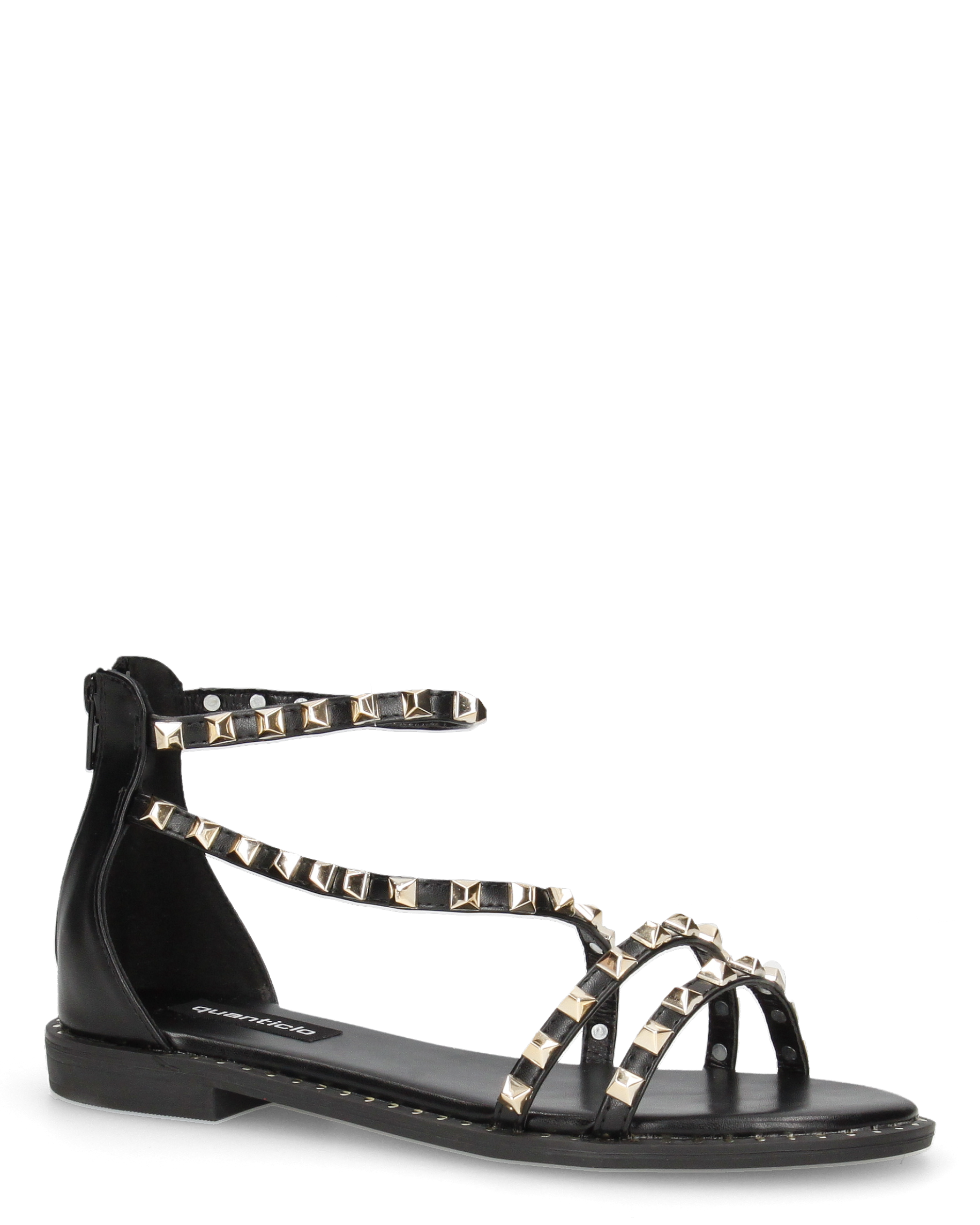 PERCY - sandali flat neri con borchie metalliche