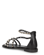 PERCY - sandali flat neri con borchie metalliche