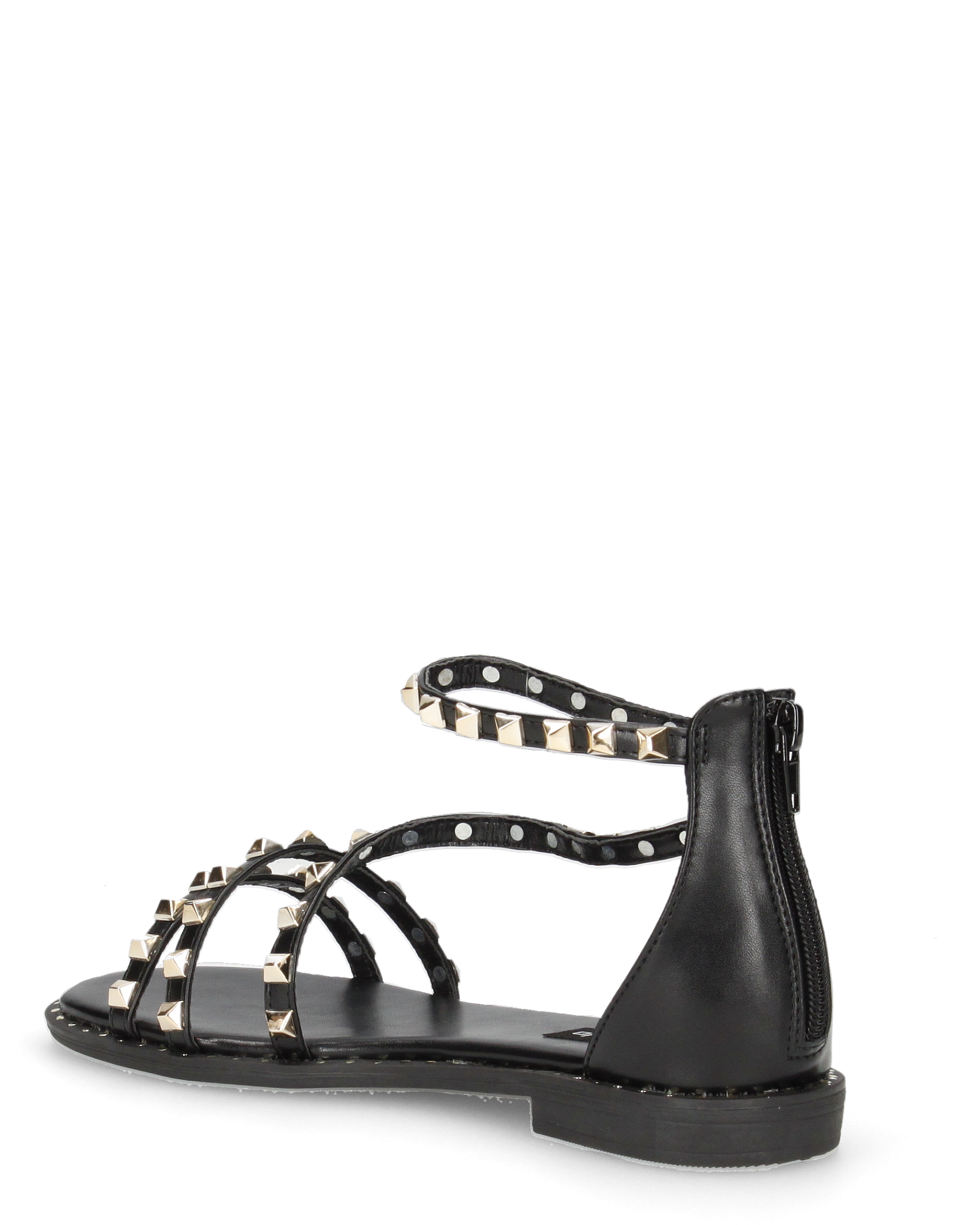 PERCY - sandali flat neri con borchie metalliche