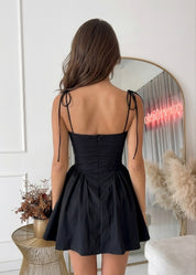 ENJI - vestito mini nero con gonna a ruota