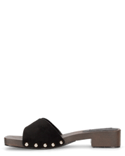 PAMELA - sandali in con suola in simil legno marrone con fascia nera
