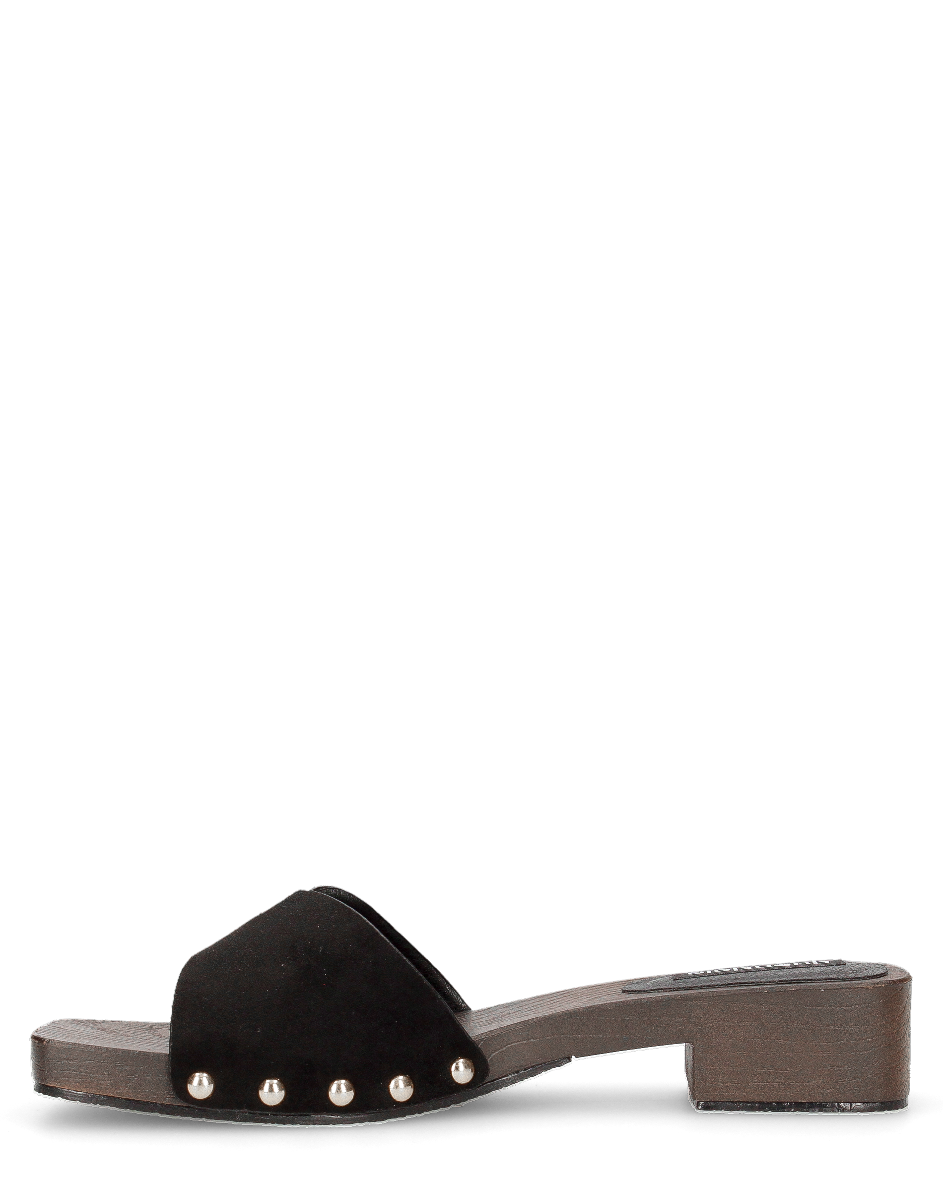 PAMELA - sandali in con suola in simil legno marrone con fascia nera