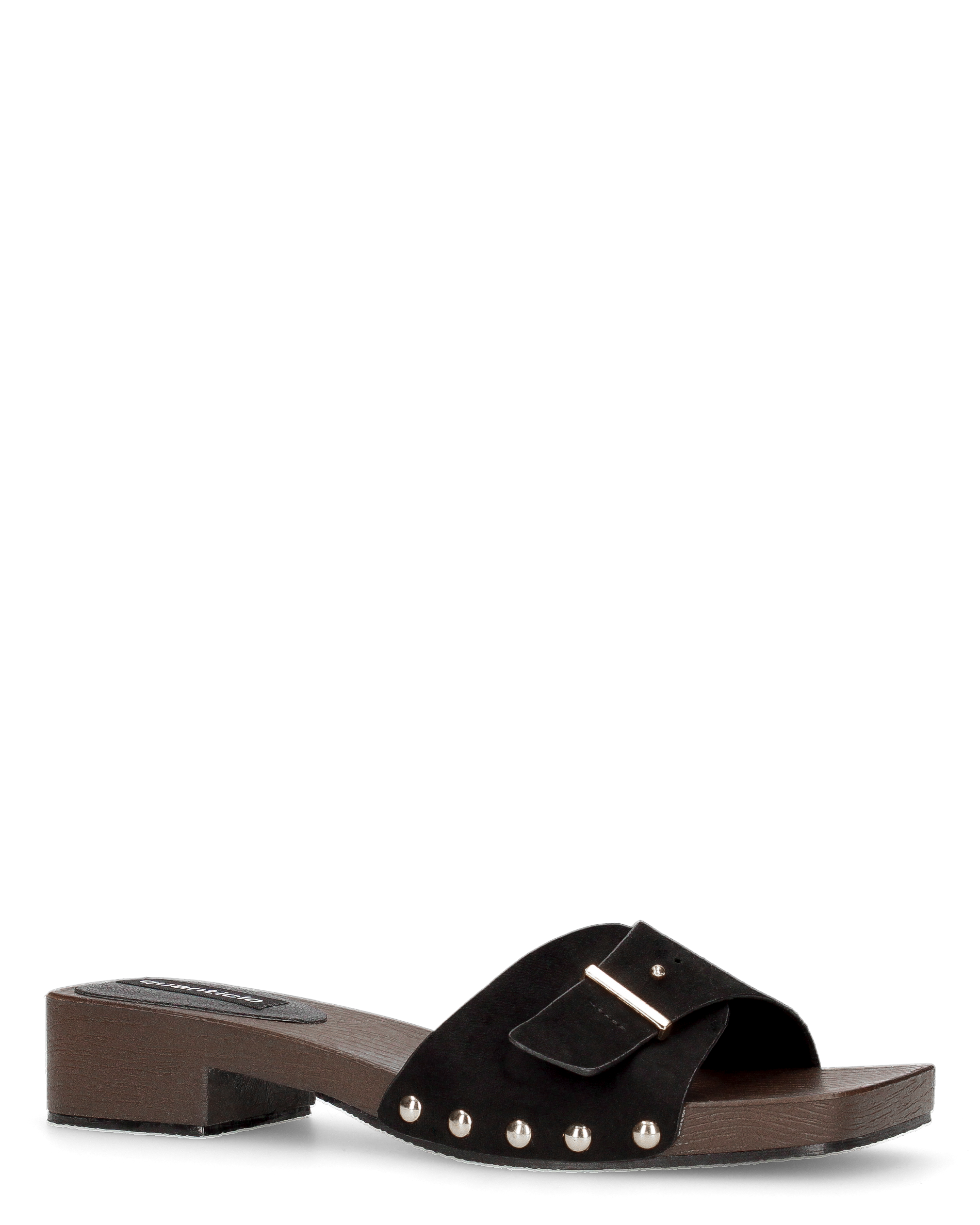 PAMELA - sandali in con suola in simil legno marrone con fascia nera