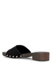 PAMELA - sandali in con suola in simil legno marrone con fascia nera