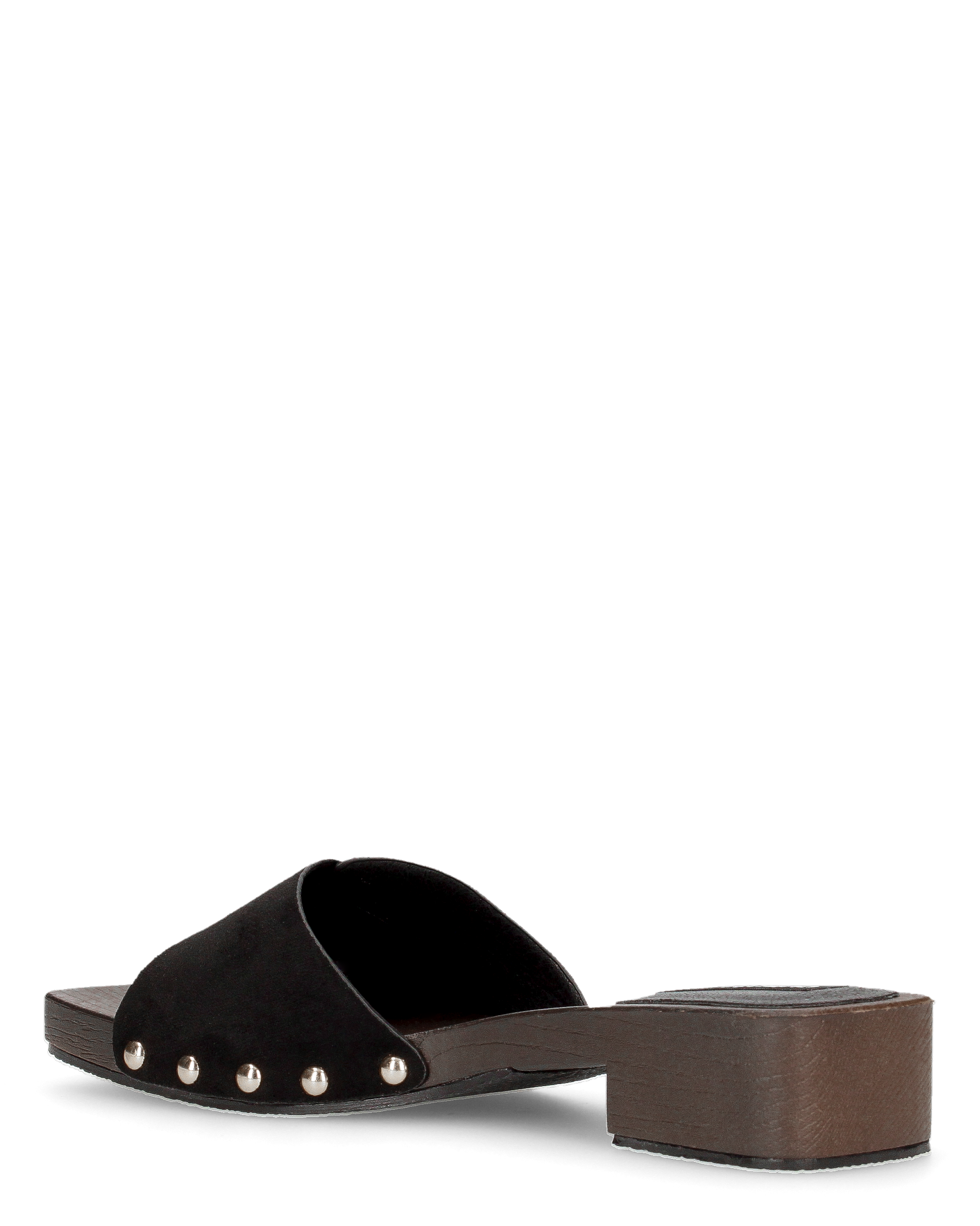 PAMELA - sandali in con suola in simil legno marrone con fascia nera