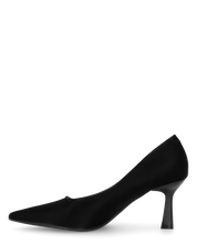 PATTY - décolleté in raso nero con tacco