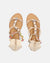 PAULA - beige open sandals with back zip and colored gems