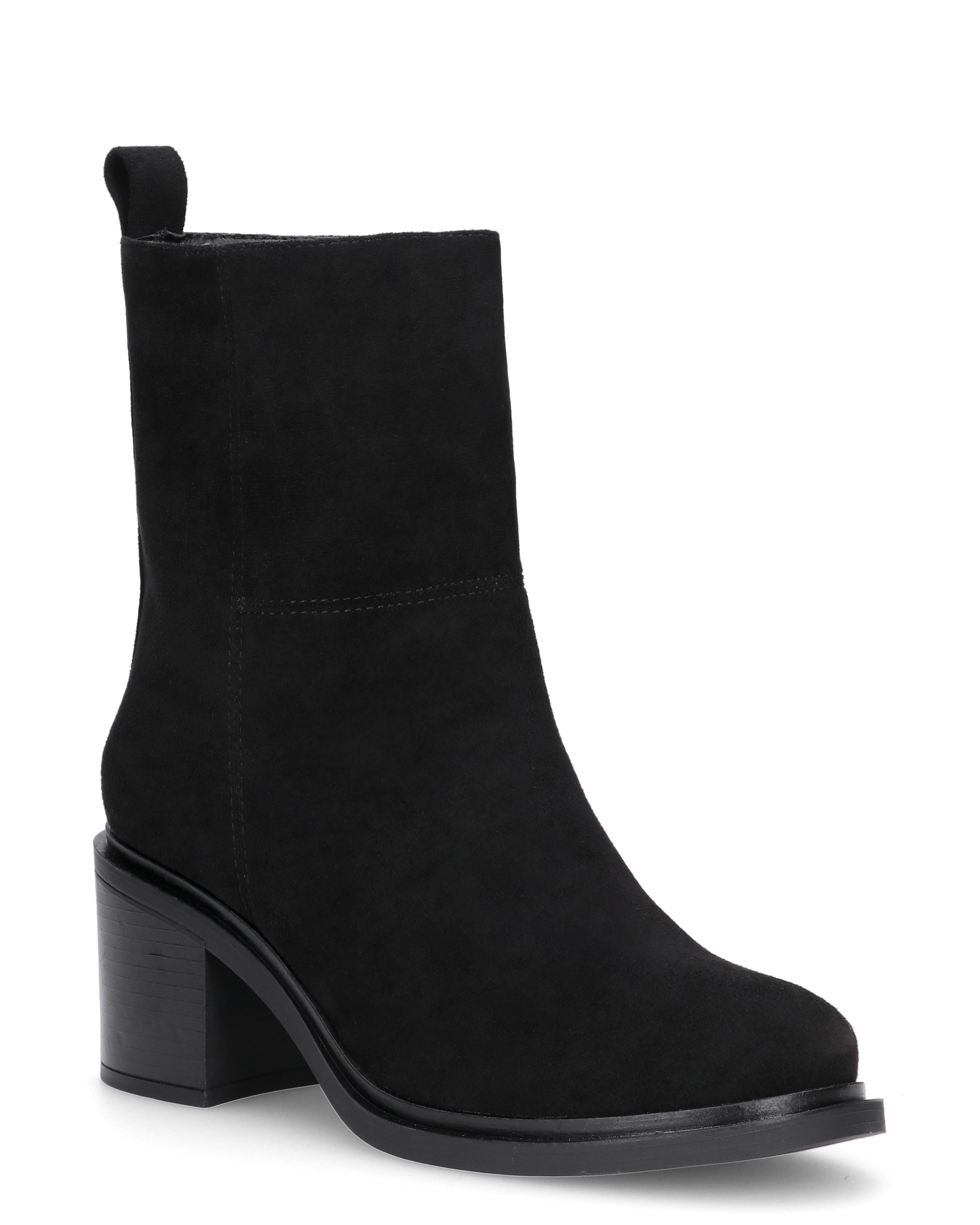 PENNY- stivaletto con tacco basso in camoscio nero