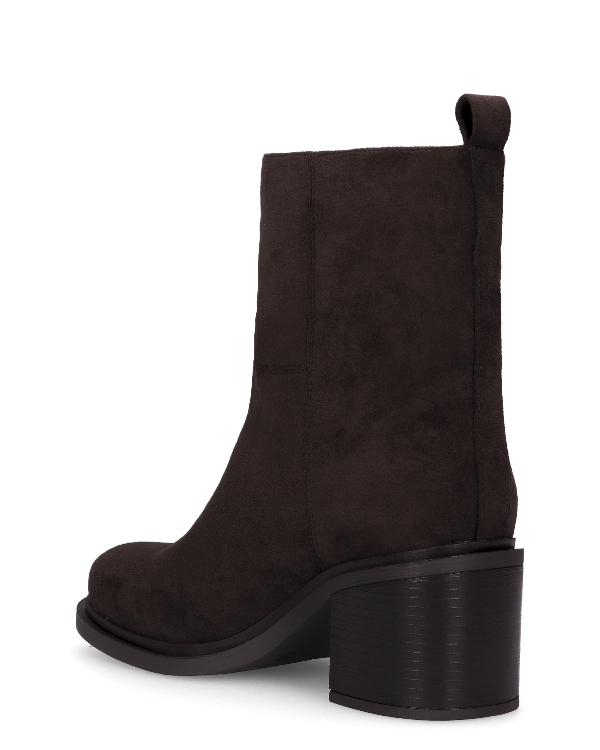 PENNY- stivaletto con tacco basso in camoscio marrone scuro