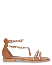 PERCY - sandali flat marroni con borchie metalliche