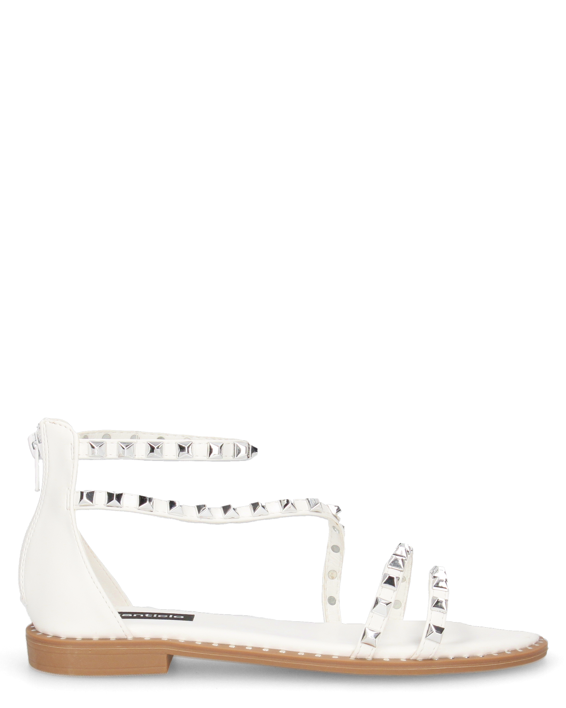 PERCY - sandali flat bianco con borchie metalliche