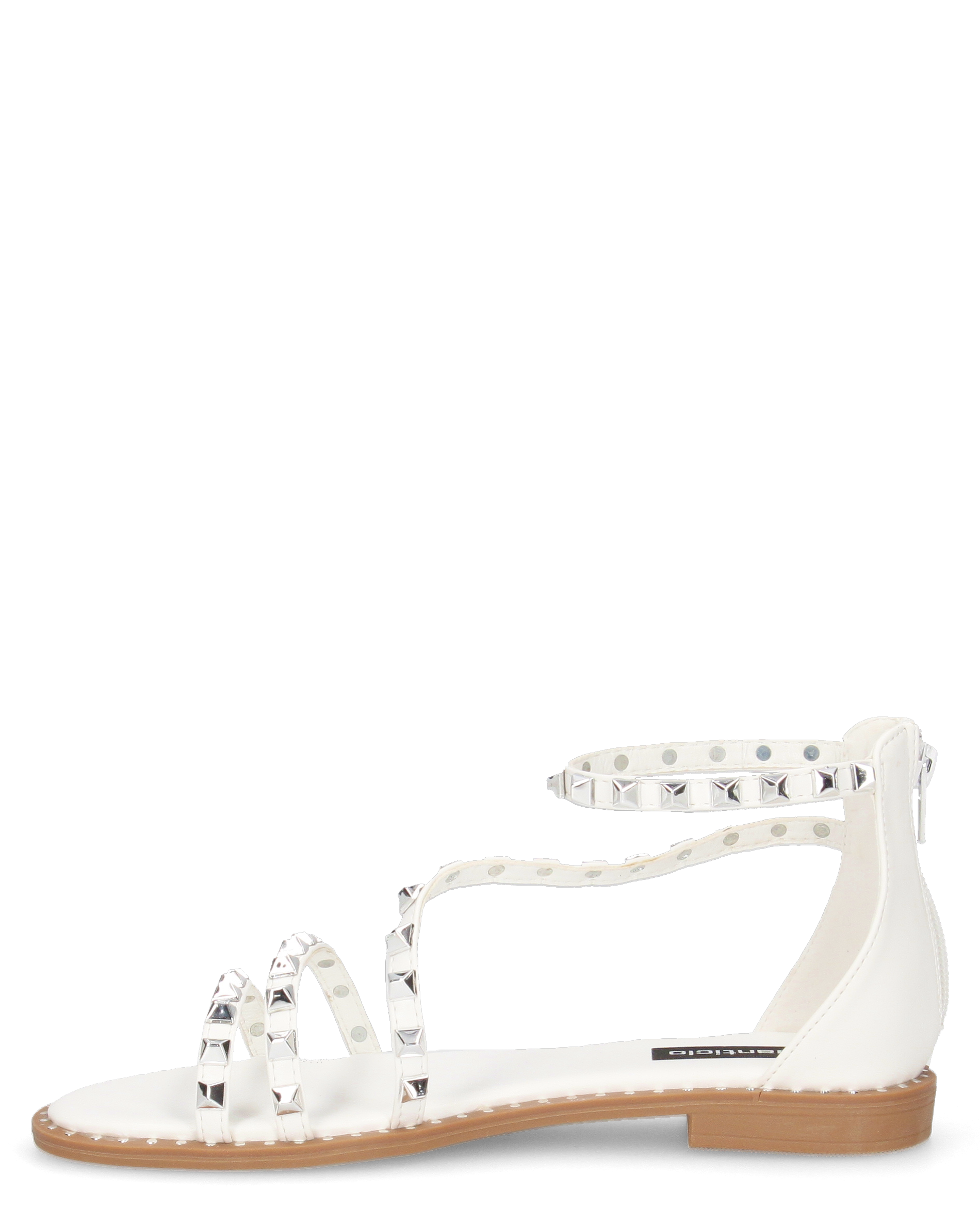 PERCY - sandali flat bianco con borchie metalliche