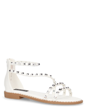 PERCY - sandali flat bianco con borchie metalliche