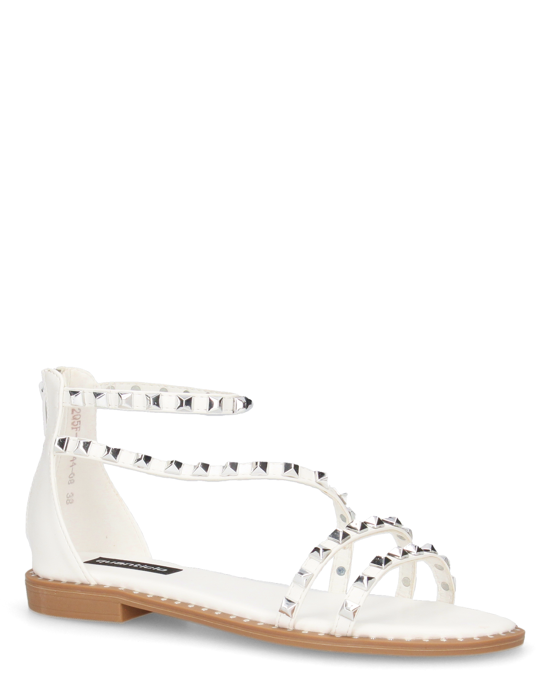 PERCY - sandali flat bianco con borchie metalliche