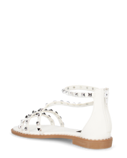 PERCY - sandali flat bianco con borchie metalliche