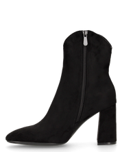 PETRA - stivaletti ankle boot nero scamosciato con tacco largo e scollatura texana