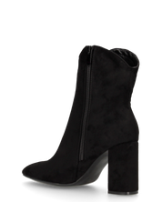 PETRA - stivaletti ankle boot nero scamosciato con tacco largo e scollatura texana