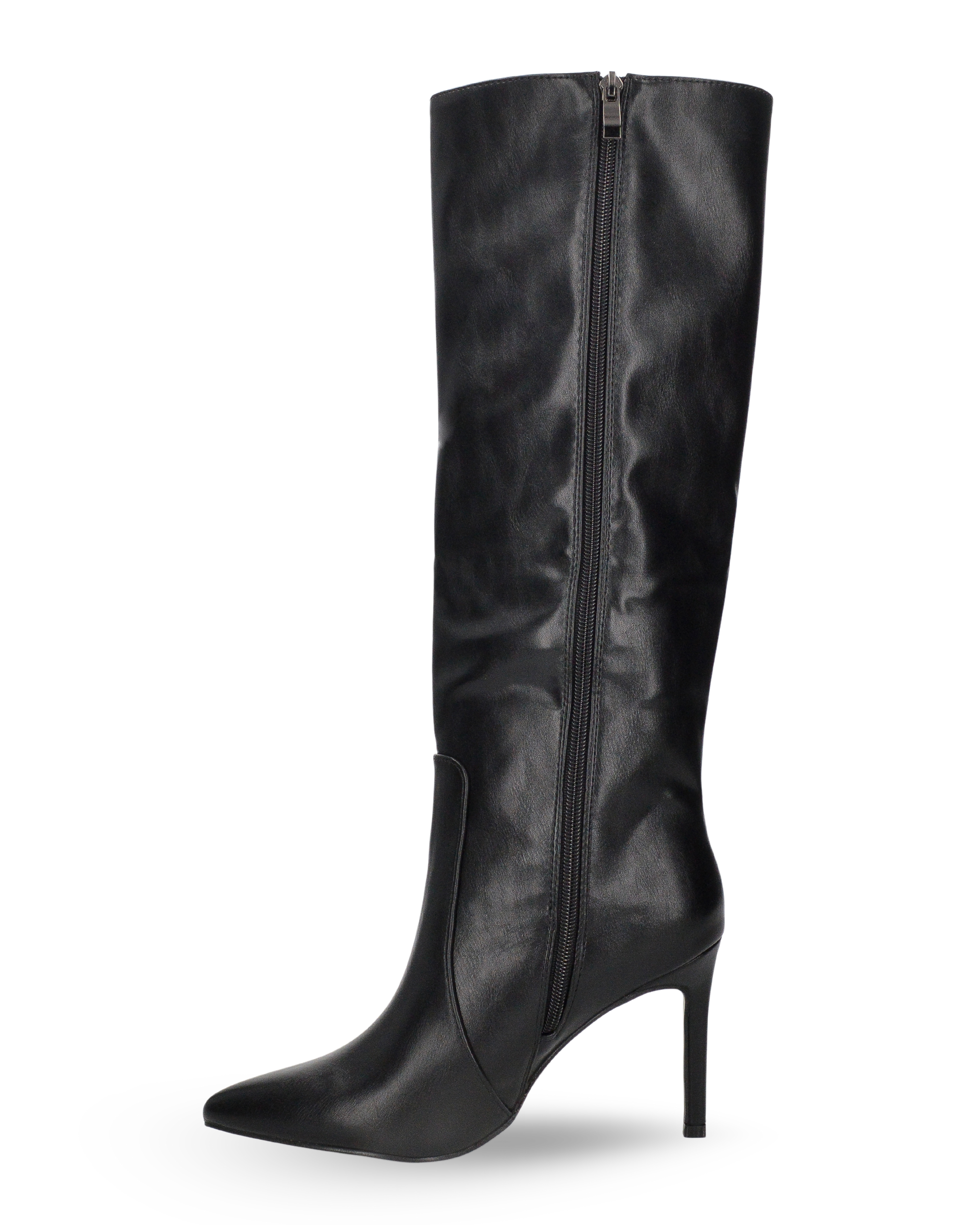 ZOFIA - Stivale alto sotto al ginocchio in ecopelle nero con tacco stiletto