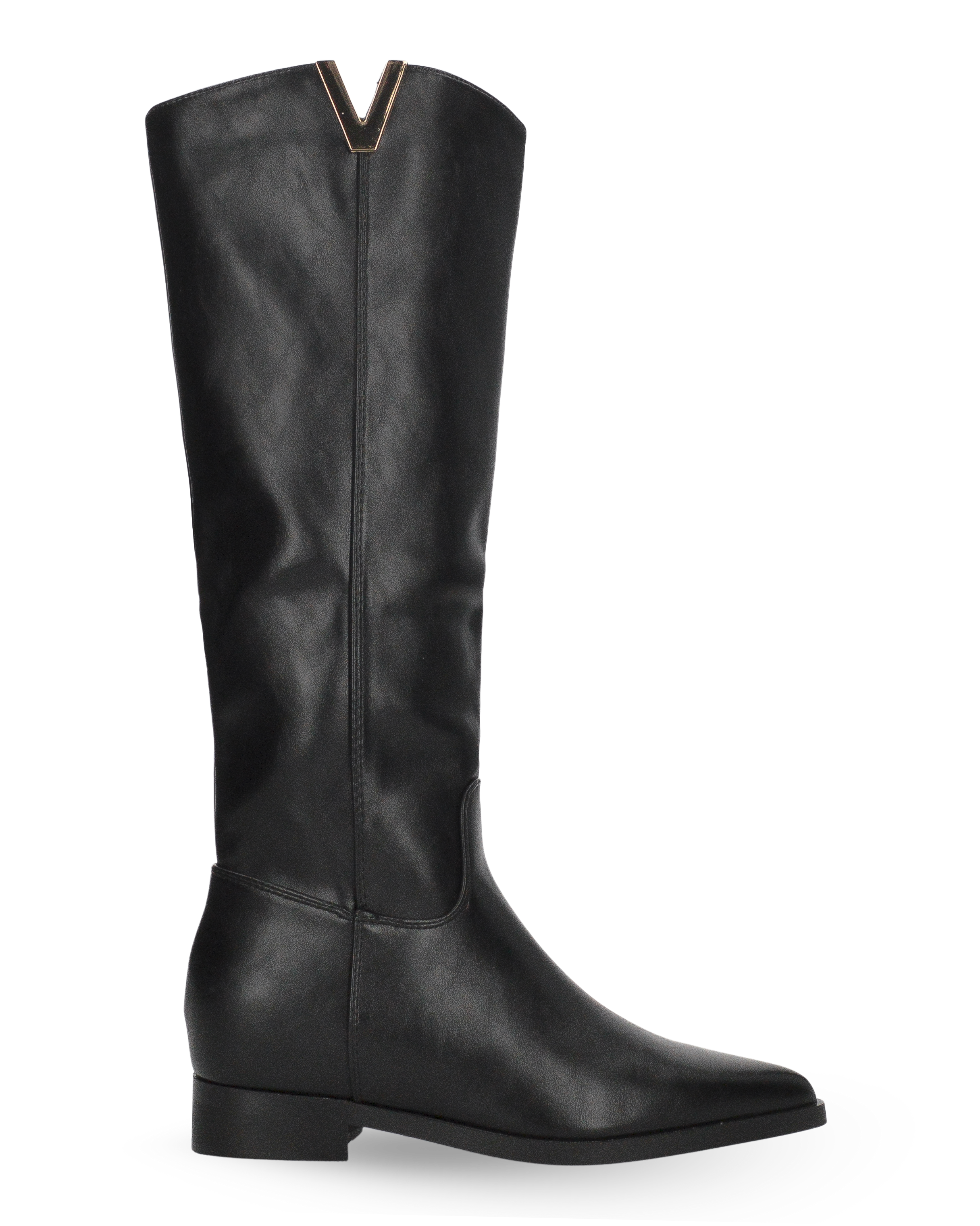 AETNA - stivale alto con tacco basso e ornamento decorativo dorato