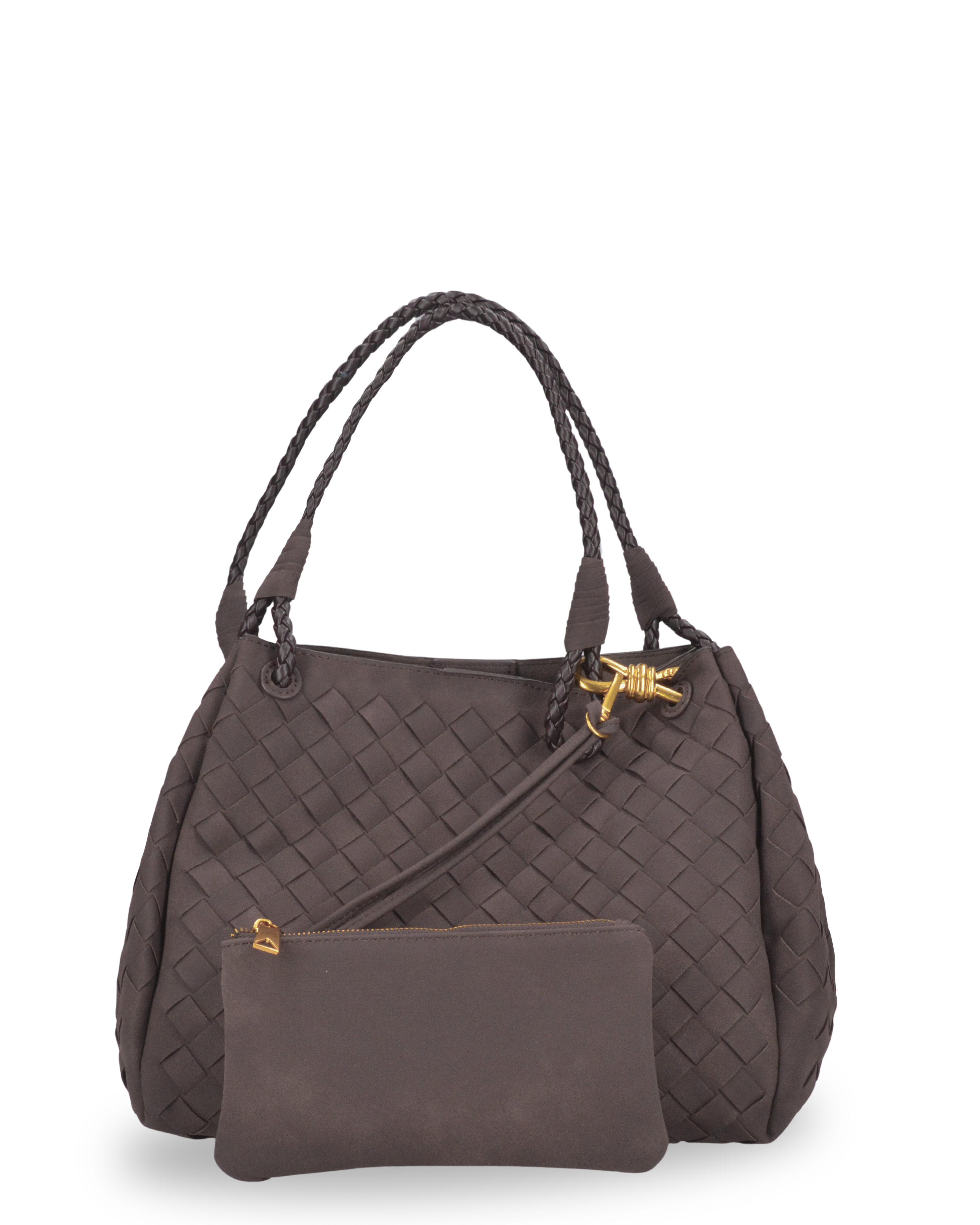 LORENA - borsa a spalla marrone con borsellino aggiuntivo e removibile