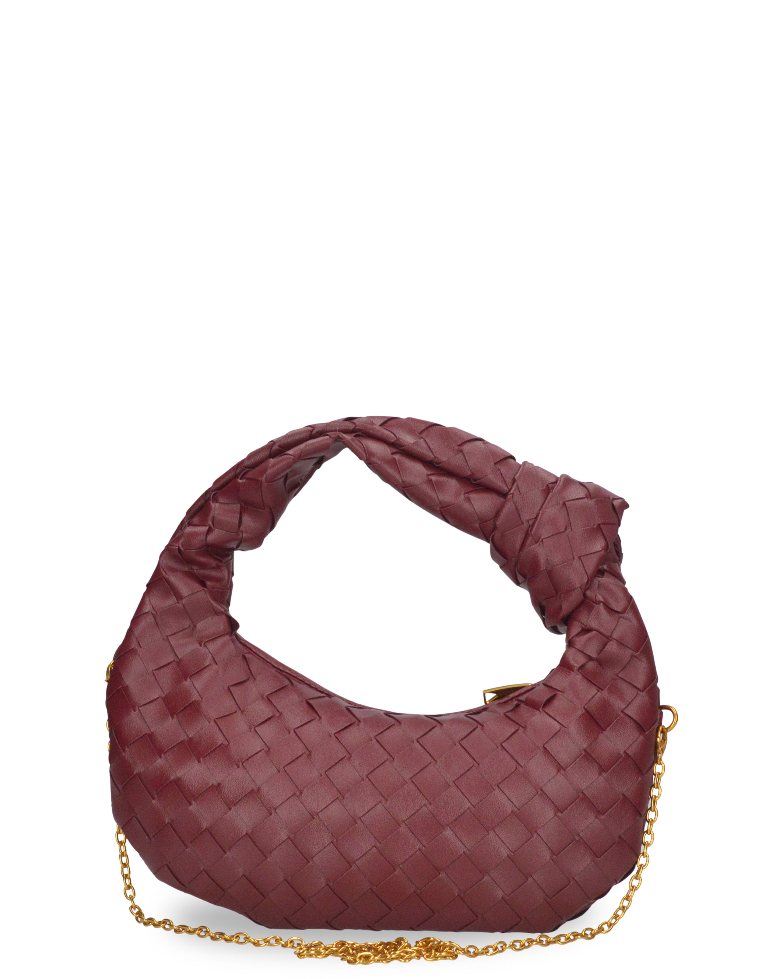 KARA - borsa a mano bordeaux con catena per tracolla removibile