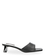 TITTI - sandali con tacco in ecopelle nera con soletta bianca