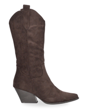 VITA - stivali camperos texani in tessuto scamosciato marrone scuro