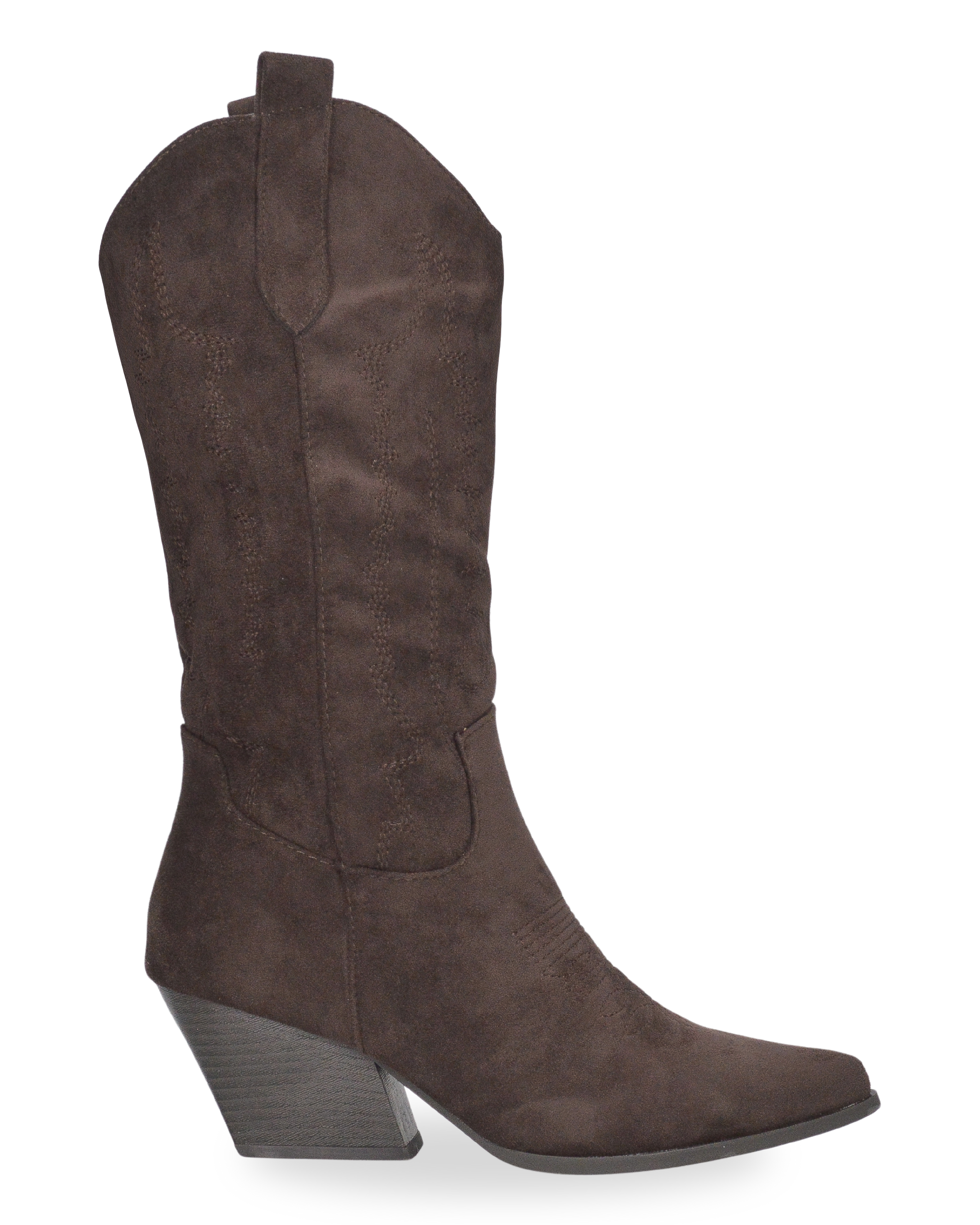 VITA - stivali camperos texani in tessuto scamosciato marrone scuro