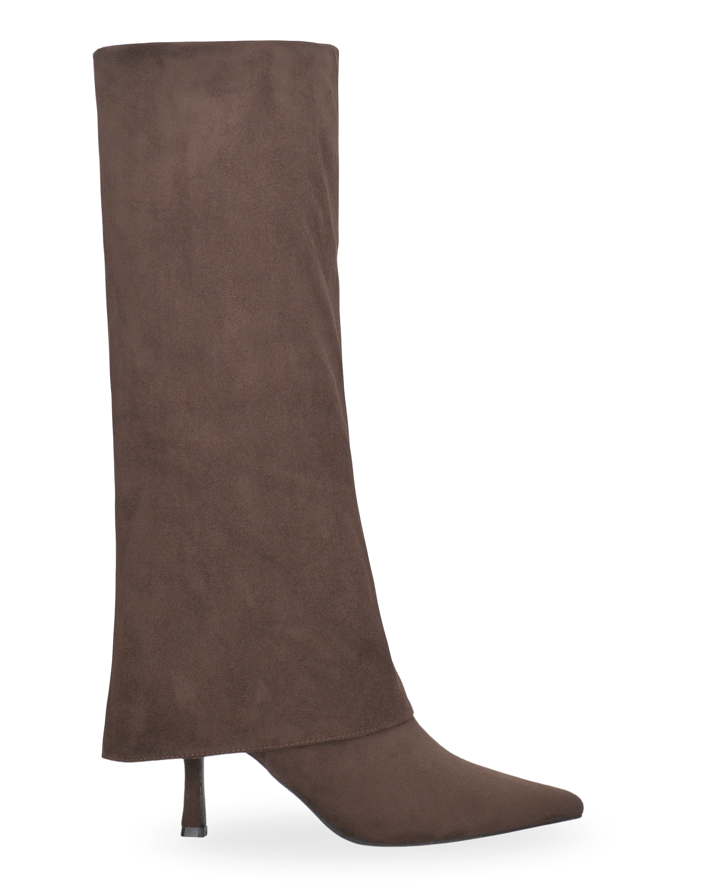 JANIE - srtivali alti marroni con risvolto e tacco a spillo