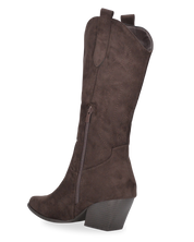 VITA - stivali camperos texani in tessuto scamosciato marrone scuro