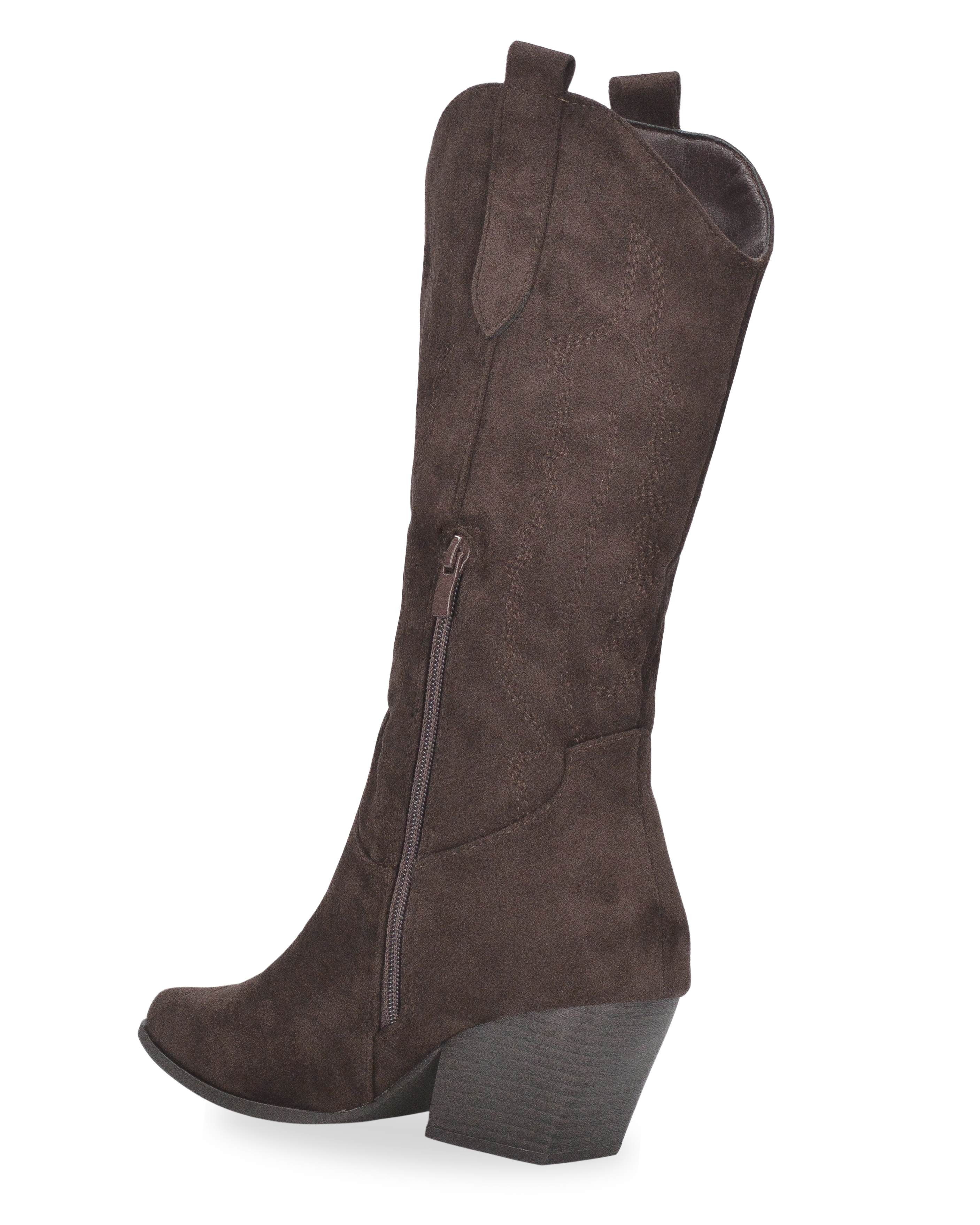 VITA - stivali camperos texani in tessuto scamosciato marrone scuro