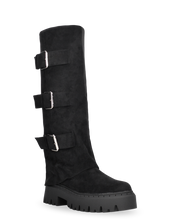 CATIA - stivali neri platform con risvolto e cinturini regolabili