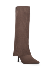 JANIE - srtivali alti marroni con risvolto e tacco a spillo