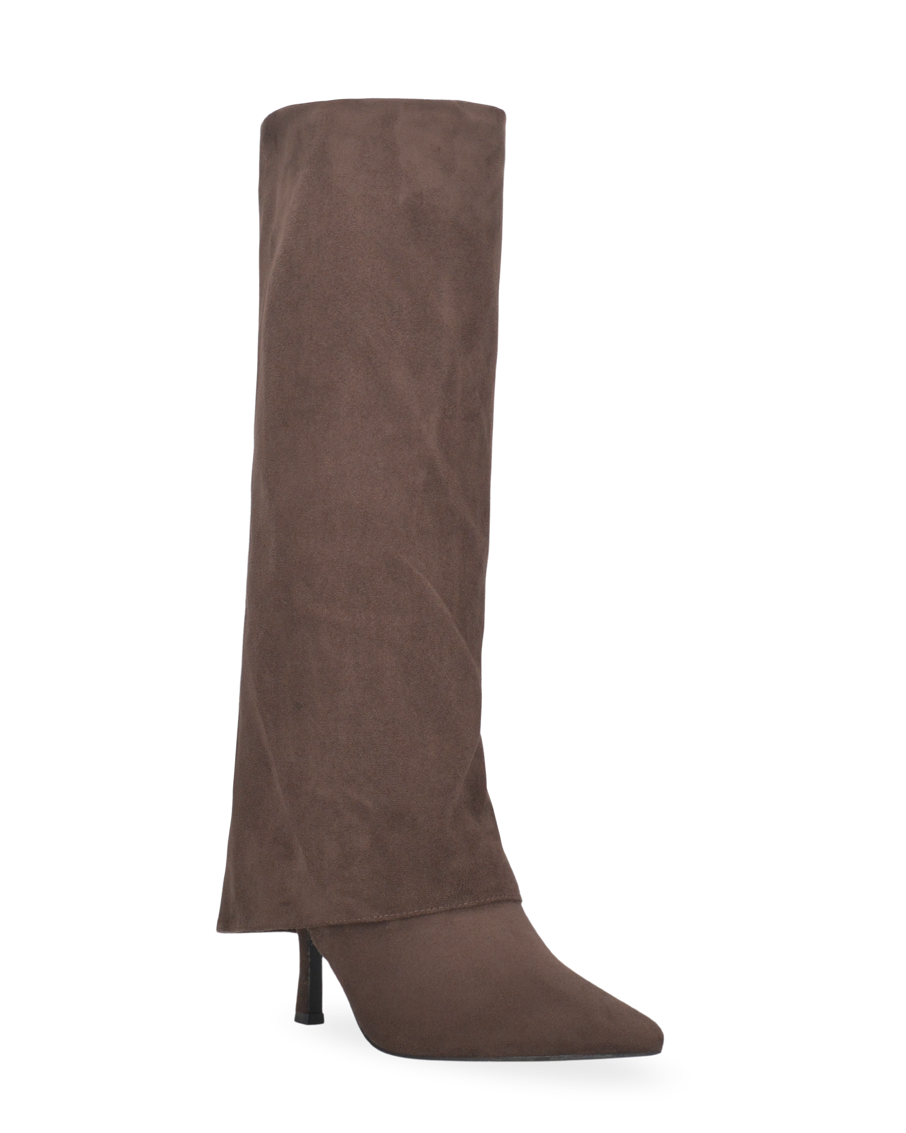 JANIE - srtivali alti marroni con risvolto e tacco a spillo