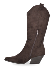 VITA - stivali camperos texani in tessuto scamosciato marrone scuro