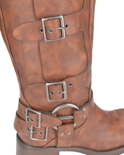 KASSY - stivaletti borchiati marroncini con tacco basso