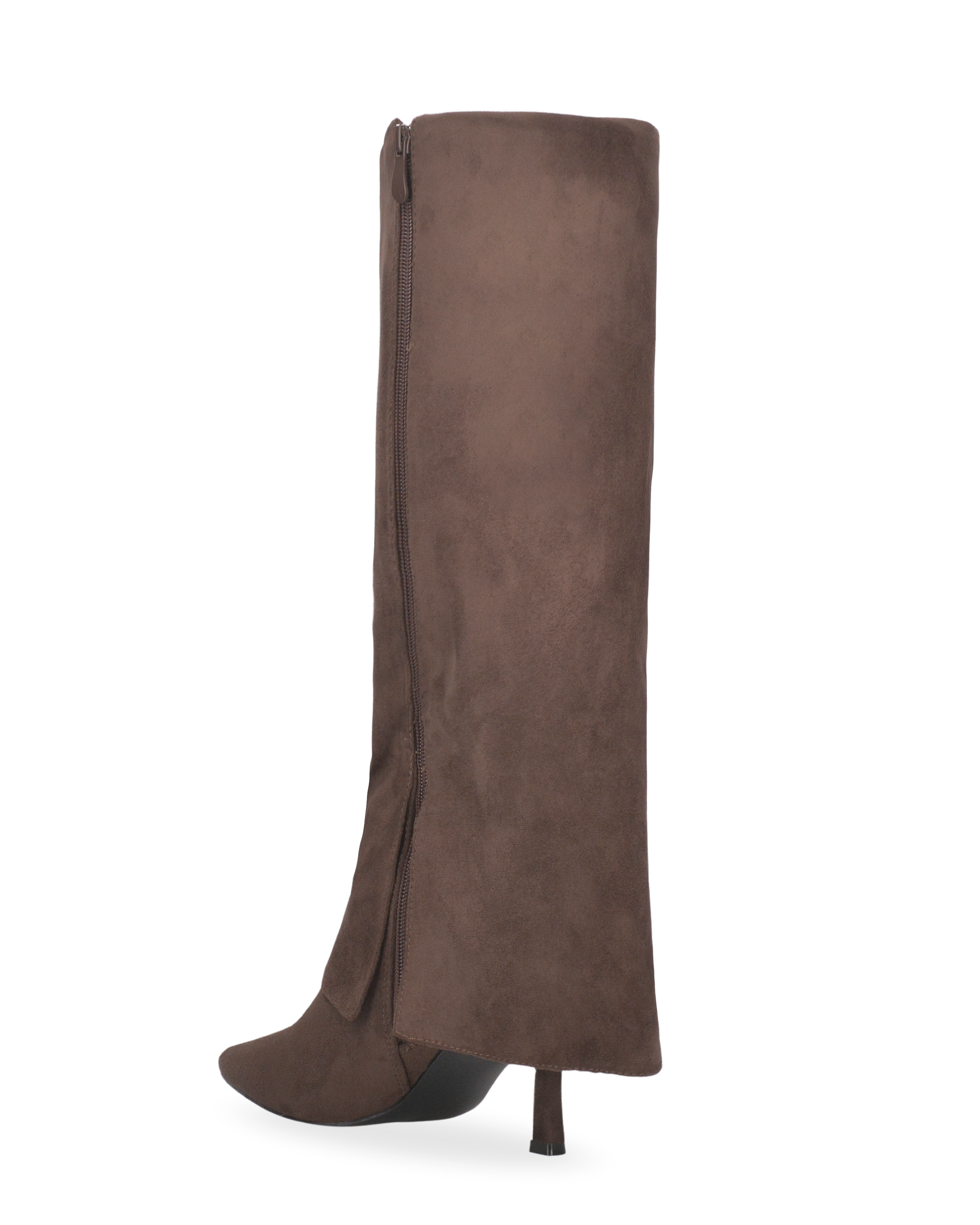 JANIE - srtivali alti marroni con risvolto e tacco a spillo