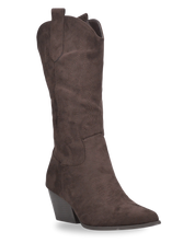 VITA - stivali camperos texani in tessuto scamosciato marrone scuro